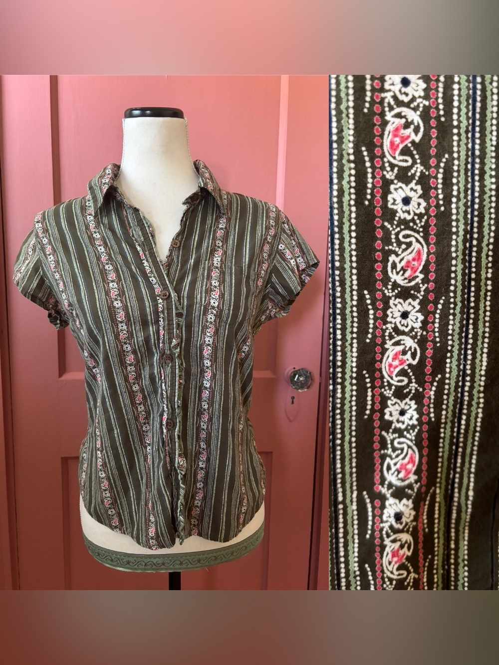 Angie • Vintage Style Short Sleeve Button Down